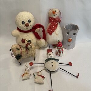 VINTAGE LOT OF 8 Snowman Christmas Ornaments / Small Figures SEE PICTURES